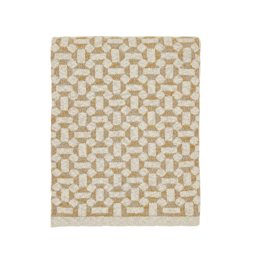 Honey & Crumpet Geo Throw by Joules in Gold Yellow